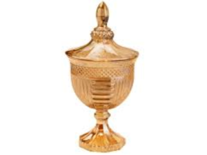 BOMBONIERE VIDRO 24X11CM SANTORINI-AMBAR