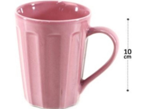 CANECA CANELADA CERAMICA 250ML ROSA