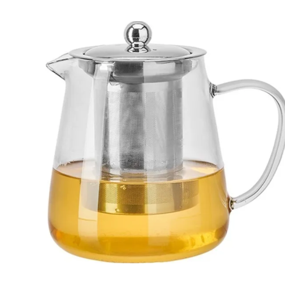 CHALEIRA VIDRO 750ML C/INFUSOR INOX