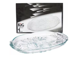 BANDEJA VIDRO OVAL 33X27CM TRABALHADO
