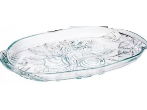 BANDEJA VIDRO OVAL 33X27CM TRABALHADO