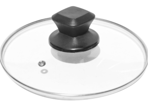 TAMPA VIDRO 32CM PARA PANELA COM PEGADOR BAQUELITE