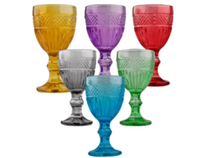 JOGO 6 TACA VIDRO 60ML COLOR 10,5CM