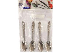 KIT 4 COLHER CHÁ INOX 10CM