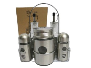 GALHETEIRO INOX C/05PC + SUPORTE ARAMADO