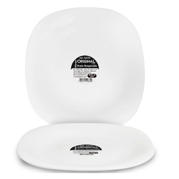 PRATO VIDRO BRANCO QUADRADO 21,6CM