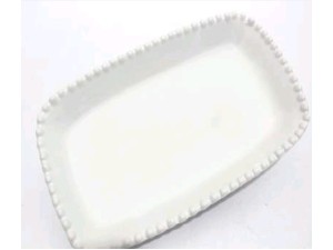 TRAVESSA CERAMICA BOLINHA BRANCA 21X12CM