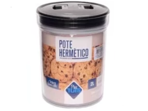 POTE ACRILICO HERMETICO 2,0L REDONDO-PRETO
