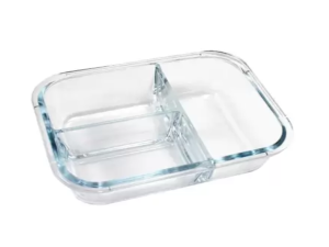 POTE VIDRO HERMETICO RETANGULAR 1050ML C/2-DIVISAO