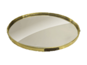 BANDEJA ESPELHO REDONDA 20CM BORDA OURO