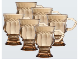 JOGO 6 CANECA VIDRO 142ML CAPUCINO AMBAR