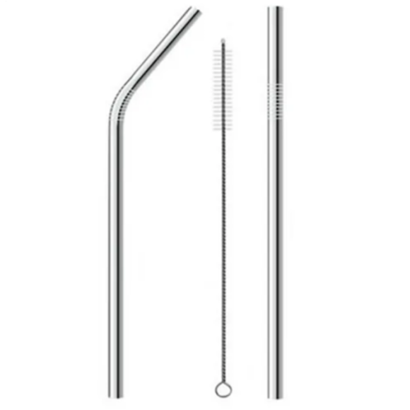 KIT 2 CANUDO INOX + LIMPADOR