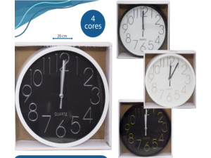 RELOGIO PAREDE 20CM REDONDO 4-CORES