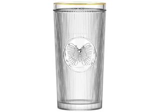 JOGO 6 COPO VIDRO 350ML BORBOLETA GOLD