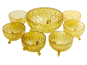 JOGO VIDRO 7PC SOBREMESA 3-PÉS AMBAR