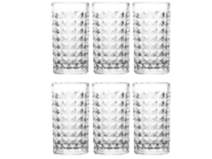 JOGO 6 COPO VIDRO 310ML L-DRINK TRABALHADO