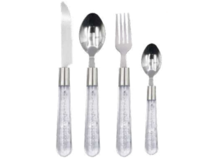 FAQUEIRO 24PC C/SUPORTE CABO-GLITTER PRATA