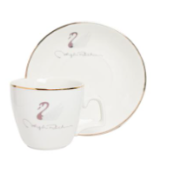 JOGO 6 XICARA CAFE PORCELANA 90ML C/PIRES CISNE