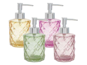 PORTA SABONETE VIDRO 320ML DIAMOND 4-CORES