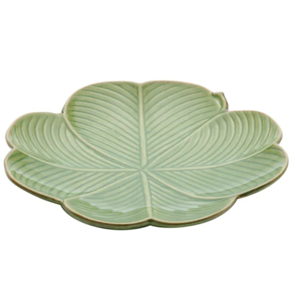 PRATO CERAMICA 20CM LEAF VERDE
