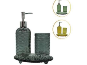 KIT 03 BANHEIRO VIDRO AMBAR/VERDE/FUMÊ