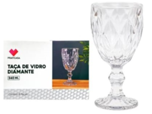 JOGO 6 TACA VIDRO 340ML DIAMOND
