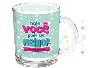CANECA VIDRO 330ML ESTAMPAS 