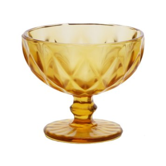 JOGO 6 TACA VIDRO 400ML SOBREMESA DIAMOND AMBAR