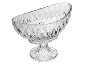 CENTRO MESA VIDRO C/PÉ 28X15CM DIAMOND OVAL