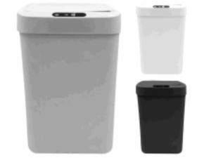 LIXEIRA COM SENSOR 13-LITROS  PRETA/BRANCA/CINZA A PILHA 