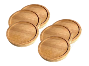 KIT 6 PORTA COPO BAMBU 10CM REDONDO