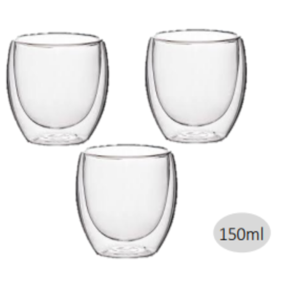 COPO VIDRO 150ML PAREDE DUPLA