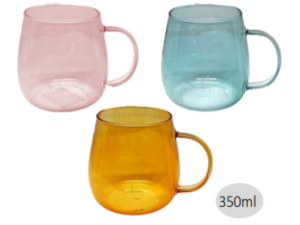 CANECA VIDRO 350ML BOJUDA COLOR