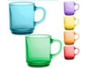 CANECA VIDRO 228ML COLOR RETA