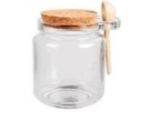 POTE VIDRO 250ML TAMPA-CORTICA + COLHER BAMBU