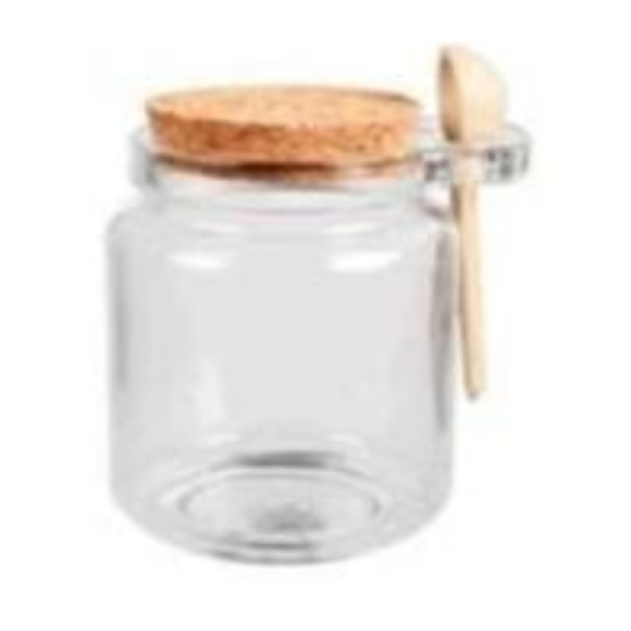 POTE VIDRO 250ML TAMPA-CORTICA + COLHER BAMBU