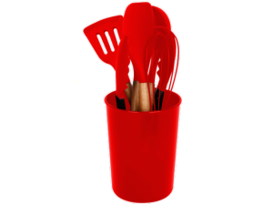 KIT 7 UTENSILIOS SILICONE C/SUP VERMELHO