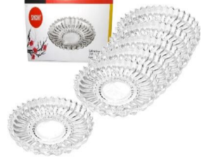 JOGO 6 PRATO VIDRO 18CM FRIZADO