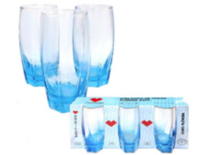 JOGO 3 COPO VIDRO 365ML SEXTAV-AZUL