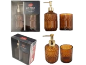 KIT 2 BANHEIRO VIDRO AMBAR 2-MODELOS