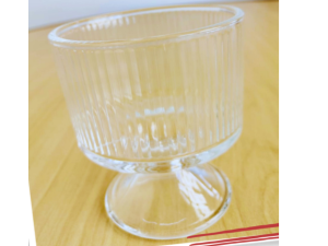 JOGO 6 TACA VIDRO 300ML SOBREMESA C/PÉ FRIZADA