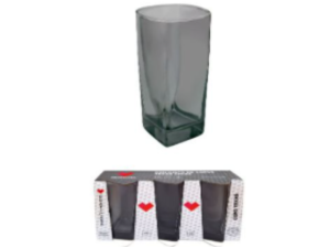 JOGO 3 COPO VIDRO 320ML QUADR CINZA 