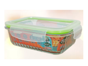 POTE VIDRO HERMETICO RETANGULAR 1040ML FRISADO