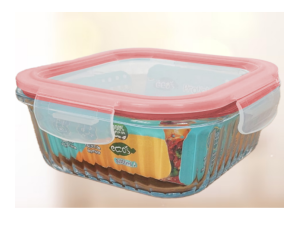 POTE VIDRO HERMETICO QUADRADO  800ML FRISADO