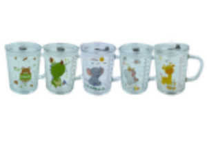 CANECA VIDRO 400ML BICHOS C/CTPA+CANUDO