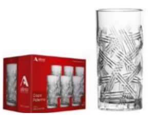 JOGO 6 COPO VIDRO 390ML L-DRINK PALERMO