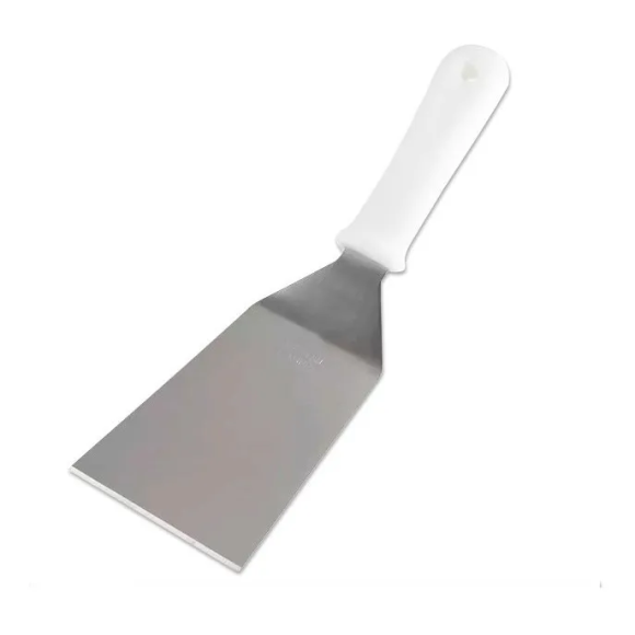 ESPATULA CHAPEIRO DE INOX CURVA 3" CABO BRANCO