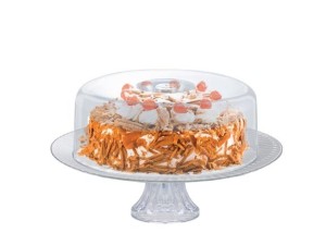 BOLEIRA VIDRO 32CM C/PE+TAMPA ACRILICA