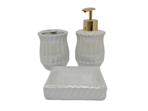KIT BANHEIRO COM 3 PEÇAS DE CERAMICA REDONDO