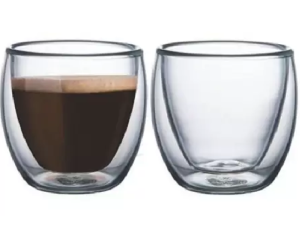 JOGO 2 COPO VIDRO PAREDE DUPLA 100ML